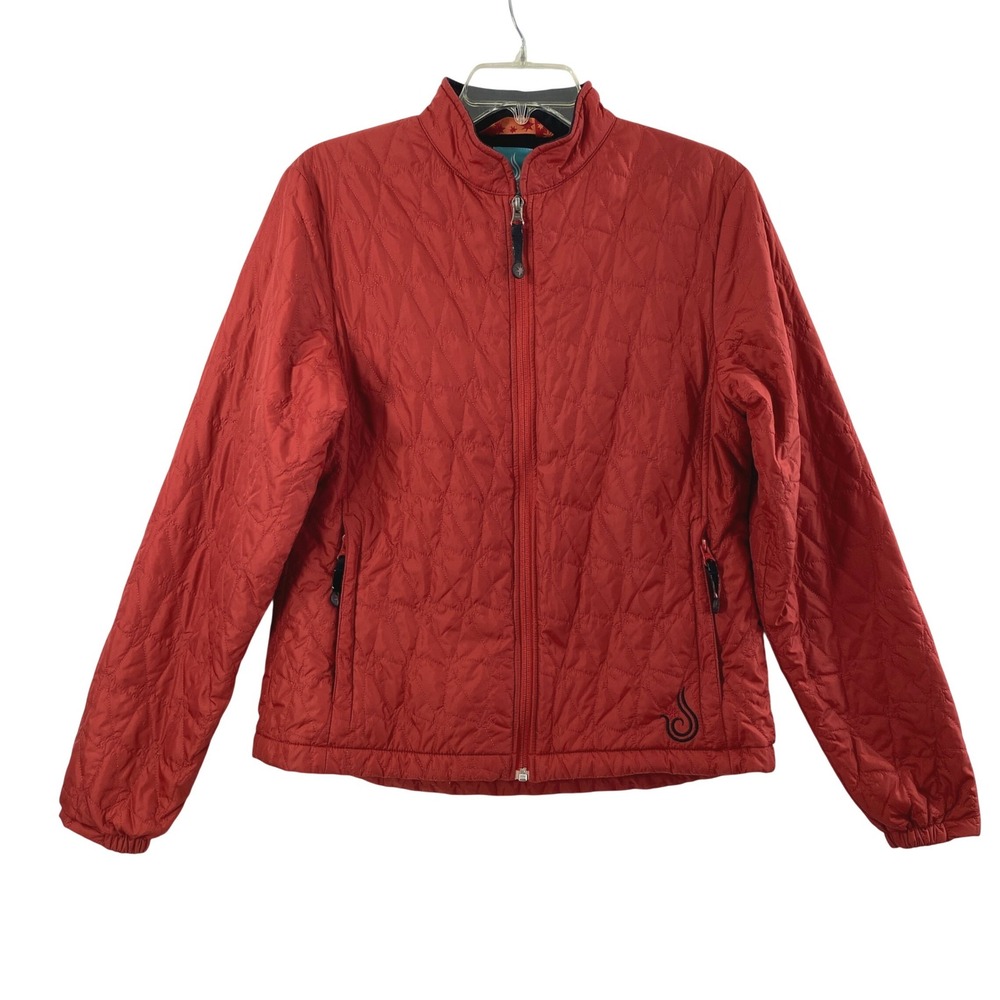 Womens Quilted Jacket  Size‎ 10 Red Full Zip Lightweight Outdoor Hiking Gorpcore